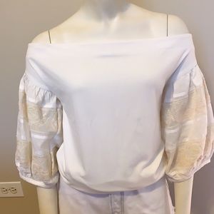 Off the shoulder white top